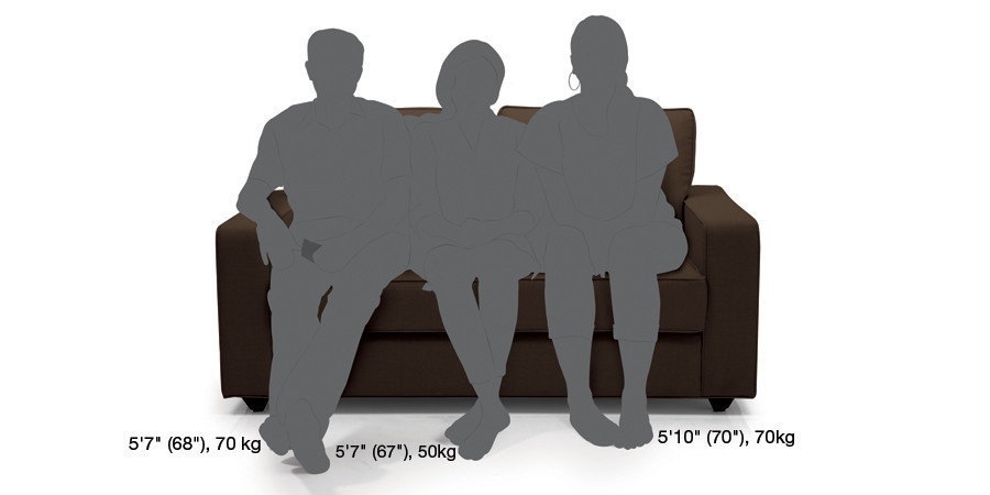 Fleming Fabric Sofa 3Seater Dark Brown